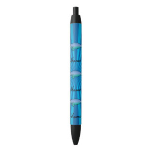 Personalised name manatee blue sunburst black ink pen