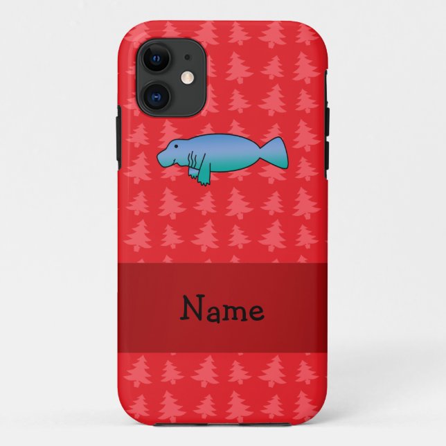 Personalised name manatee red christmas trees Case-Mate iPhone case (Back)