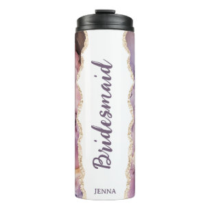 Personalised Name Marble Bridesmaid Thermal Tumbler