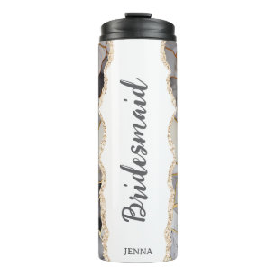 Personalised Name Marble Bridesmaid Thermal Tumbler