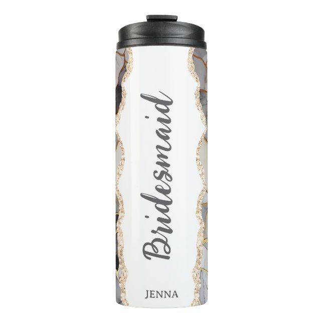 Personalised Name Marble Bridesmaid Thermal Tumbler (Front)