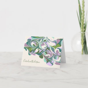 Personalised Name Marble Swirl Purple Green Note Card