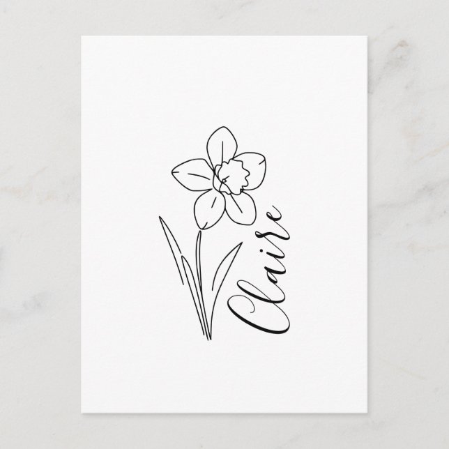 Personalised name March daffodil Birth Flower Invitation Postcard (Front)