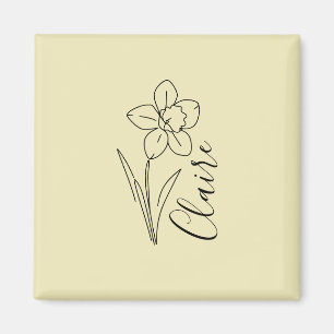 Personalised name March daffodil Birth Flower Magnet