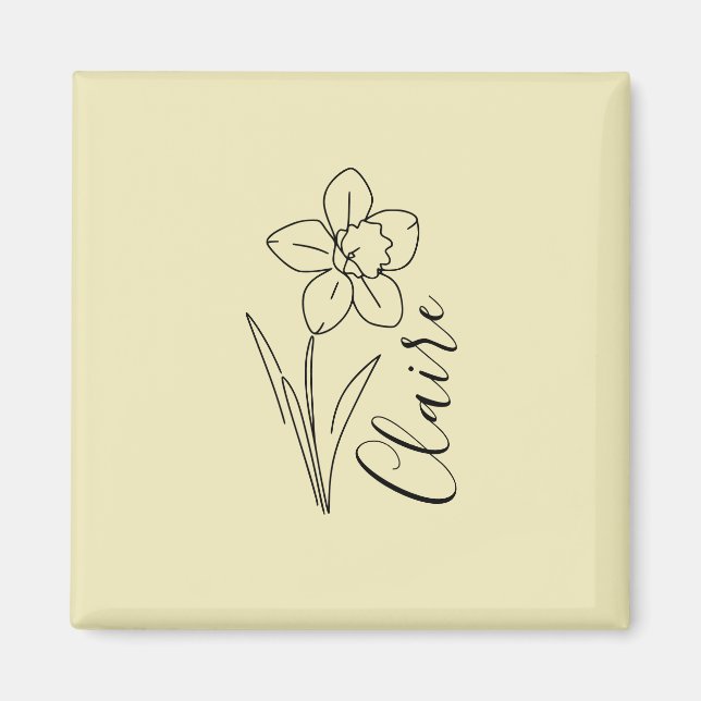 Personalised name March daffodil Birth Flower Magnet (Front)