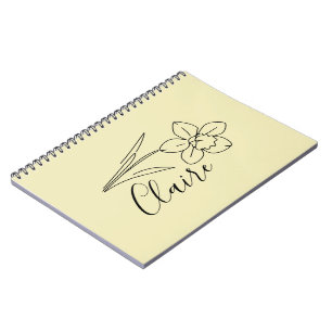 Personalised name March daffodil Birth Flower Notebook