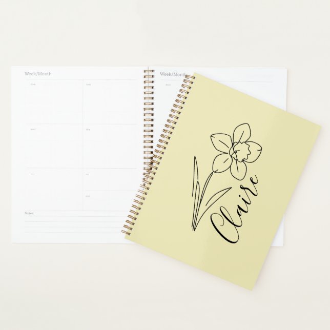 Personalised name March daffodil Birth Flower Planner (Display)