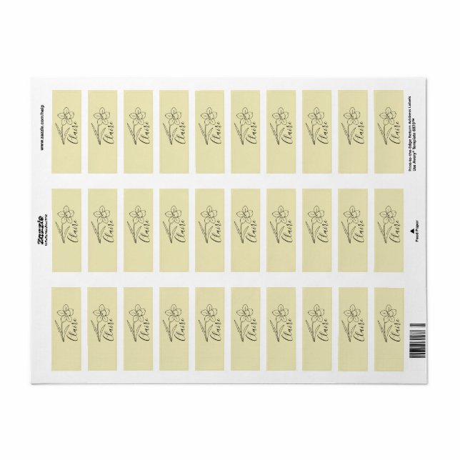 Personalised name March daffodil Birth Flower Return Address Label (Full Sheet)