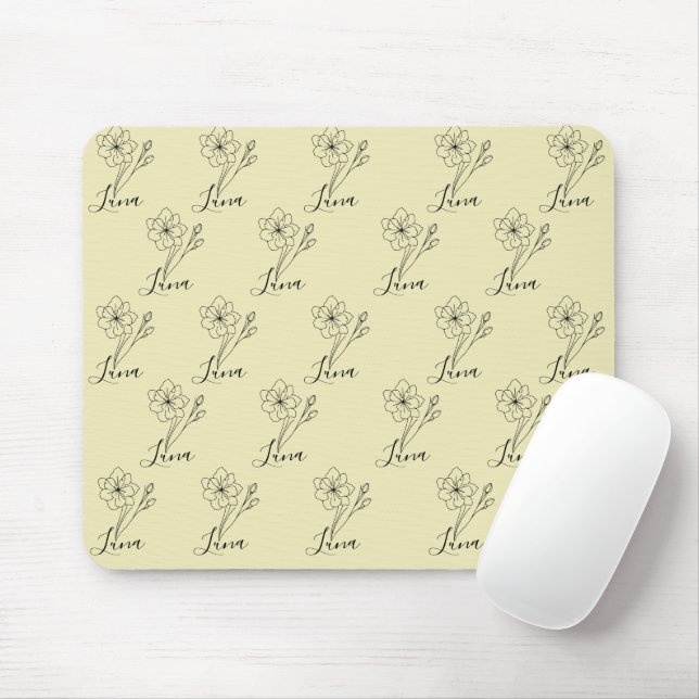 Personalised name March jonquil Birth Flower Mouse Pad (With Mouse)