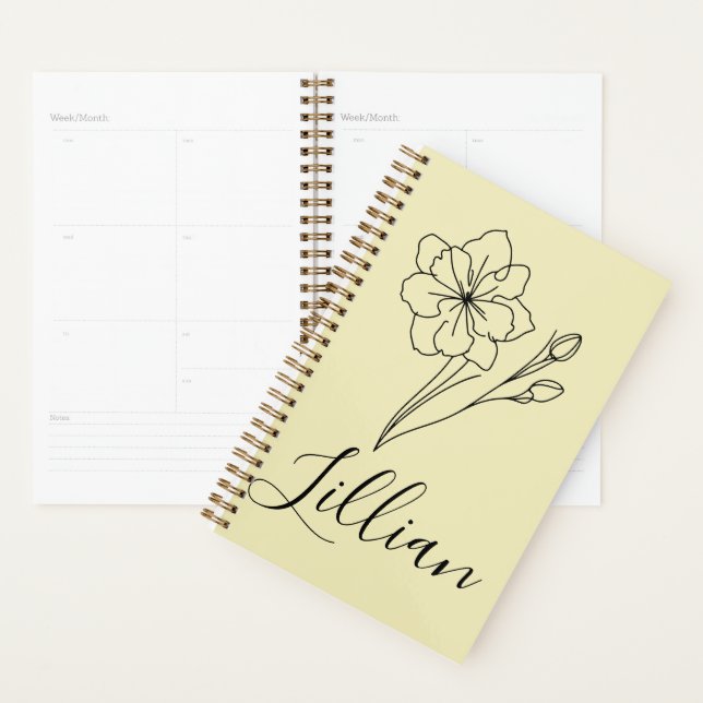 Personalised name March jonquil Birth Flower Planner (Display)