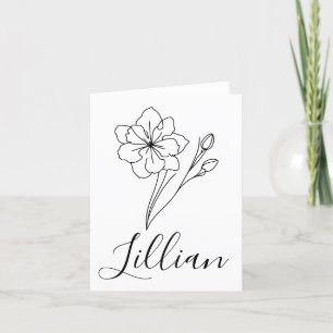 Personalised name March jonquil Birth Flower Thank You Card