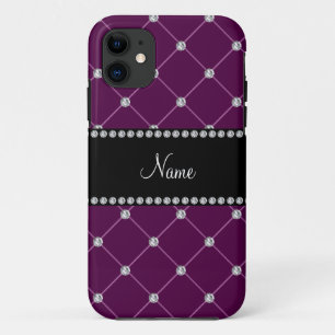Personalised name Maroon diamonds iPhone 11 Case