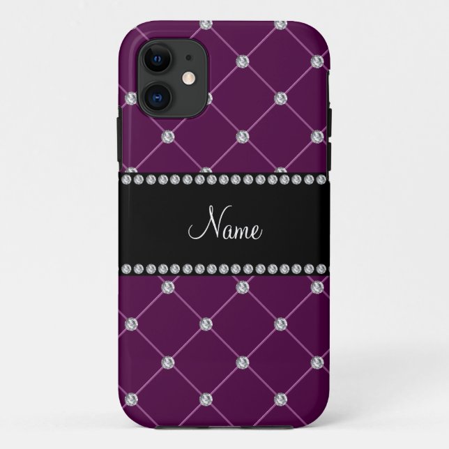 Personalised name Maroon diamonds Case-Mate iPhone Case (Back)
