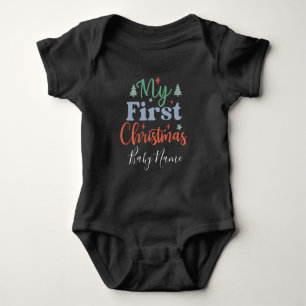Personalised Name Matching Family First Christmas Baby Bodysuit
