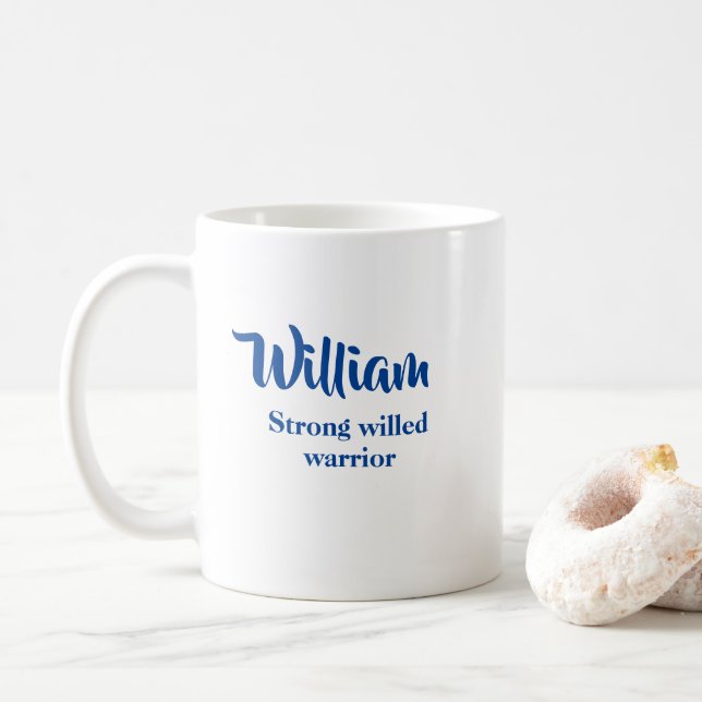Personalised Name Meaning Name William Mug (With Donut)