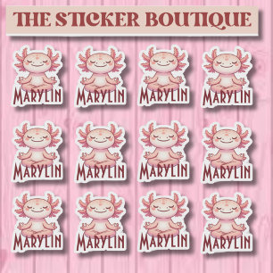  Personalised Name Meditating Axolotl Sticker Pack
