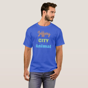 Personalised Name Men's T-shirt Script City Animal