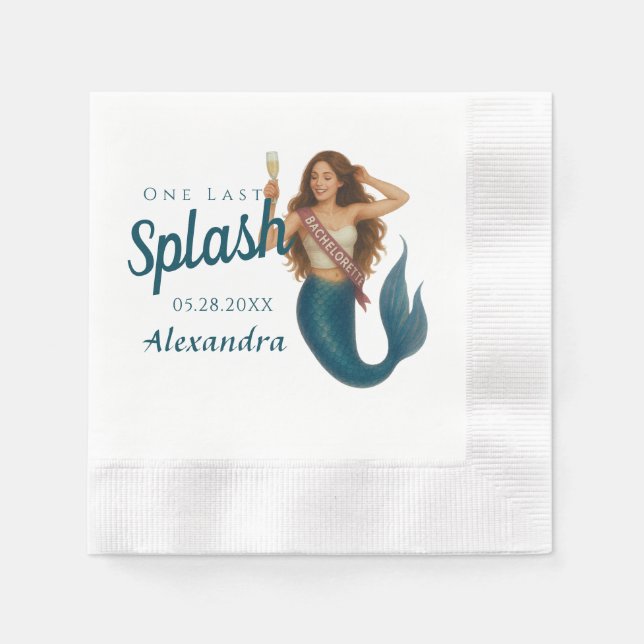 Personalised Name Mermaid Bachelorette Napkin (Front)