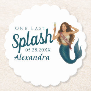 Personalised Name Mermaid Bachelorette Paper Coaster