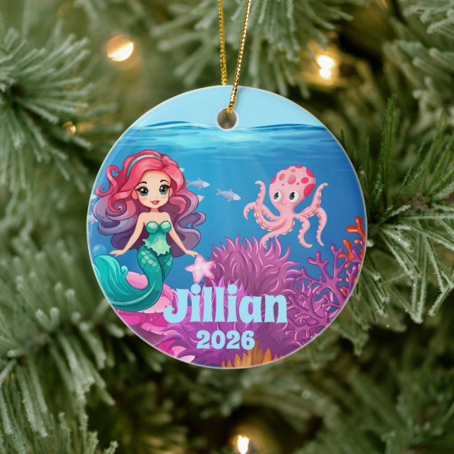 Personalised Name Mermaid Child Ornament (Tree)