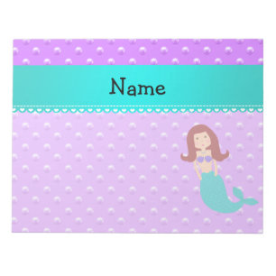 Personalised name mermaid purple pearls notepad