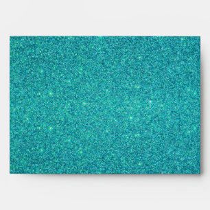 Personalised name mermaid turquoise glitter envelopes