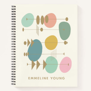 Personalised Name Mid Century Modern Retro Notes Notebook