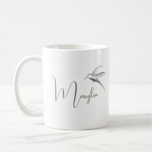 Personalised name Minimal Bird design Coffee Mug