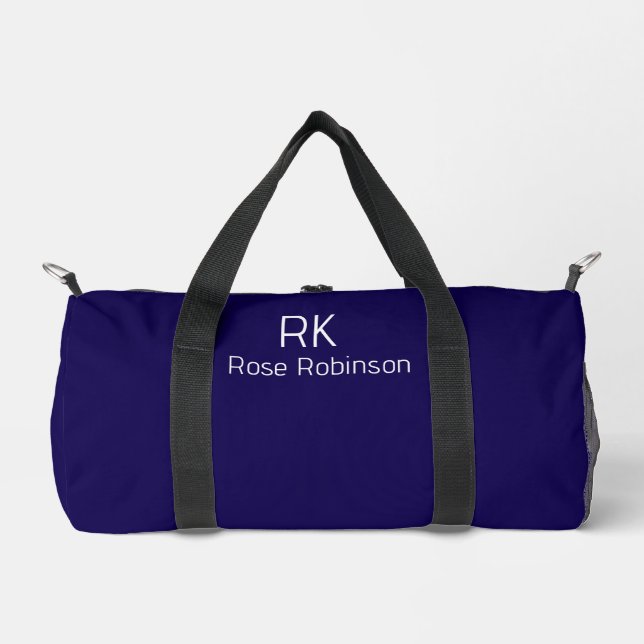 Personalised Name Minimal Classic Elegant Blue. Duffle Bag (Front)