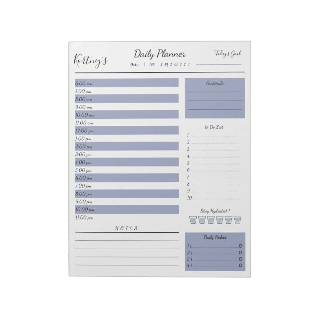 Personalised Name minimal daily planner Notepad (Rotated)