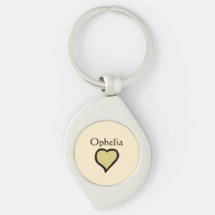 Personalised Name Minimal Heart Black & Cream Key Ring