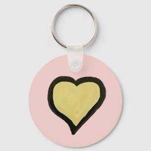 Personalised Name Minimal Heart Black & Pink Key Ring