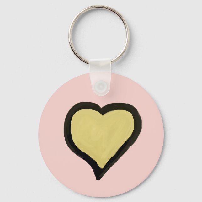 Personalised Name Minimal Heart Black & Pink Key Ring (Back)
