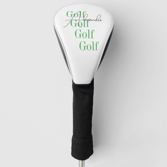Personalised Name Minimal Typography Golf Head Cover (Front)