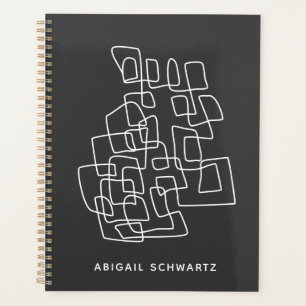 Personalised Name Minimalist Black White Abstract Planner