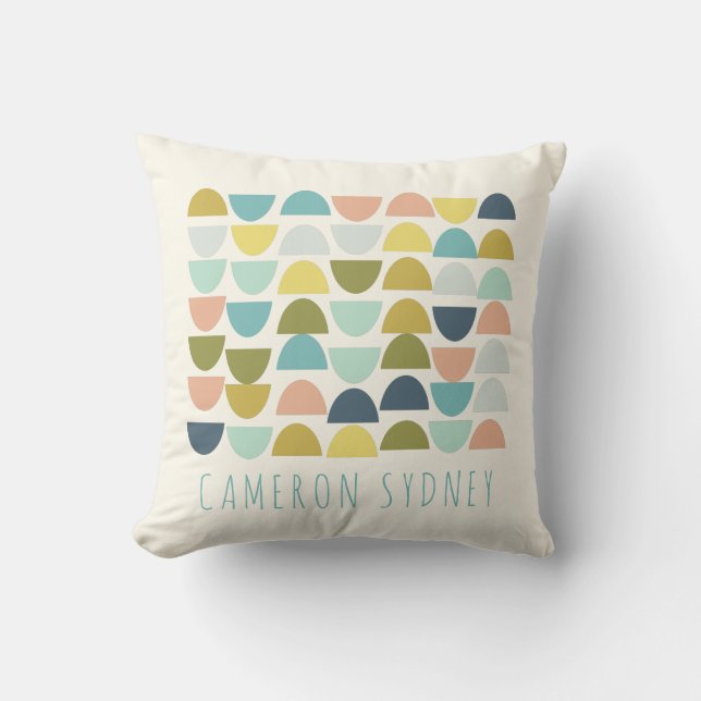 Personalised Name Minimalist Earthy Geometric Soft Cushion (Front)