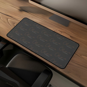 Personalised Name Minimalist Mocha Brown Script Desk Mat
