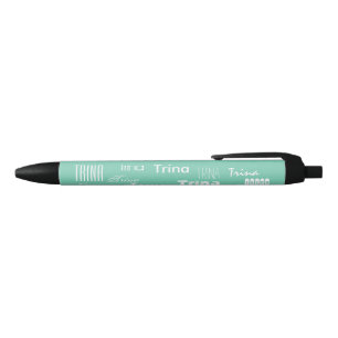 Personalised Name Mint Black Ink Pen