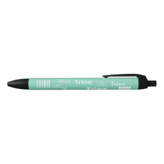Personalised Name Mint Black Ink Pen