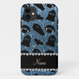 Personalised name misty blue glitter vampire iPhone 11 case