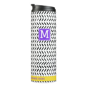 Personalised Name Modern Black & White Whimsical Thermal Tumbler