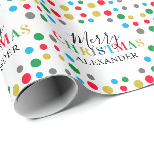 Personalised Name Modern Colourful Christmas Wrapping Paper
