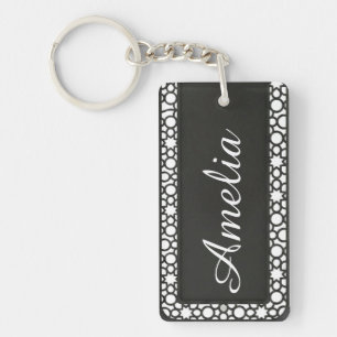 Personalised Name Modern Geometric Filigree Design Key Ring