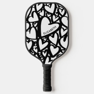 Personalised Name Modern Heart Pattern Pickleball Paddle