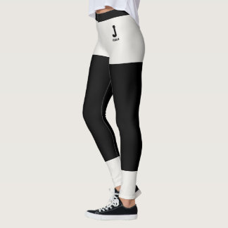 Personalised Name Modern Neutral Black Monogram Leggings