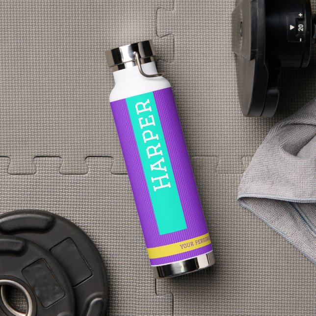 Personalised Name Modern Purple  Water Bottle (Gym (Rotated))