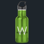 Personalised Name Modern Simple Monogram Sports 532 Ml Water Bottle<br><div class="desc">Simple personalised monogram initial and name on a fun kid size water bottle available in several colours and 2 sizes makes a great useful and practical gift. The modern design is great for older kids and teens and college students wanting a slightly understated way to label their stuff so it...</div>