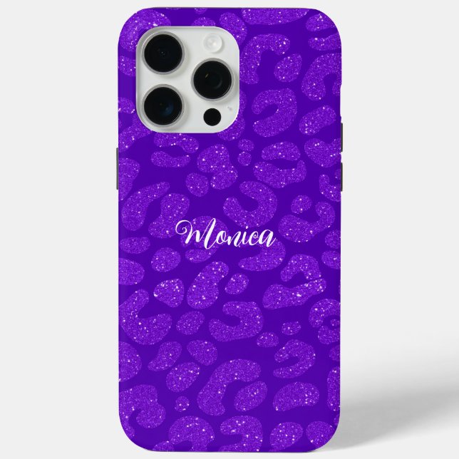Personalised Name Modern Stylish Glitter purple Case-Mate iPhone Case (Back)