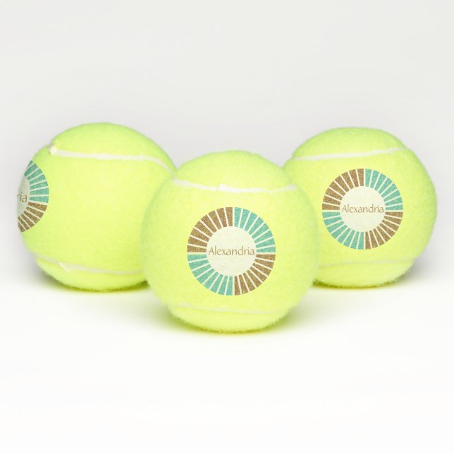 Personalised Name Modern Teal Tennis Balls (Multi)