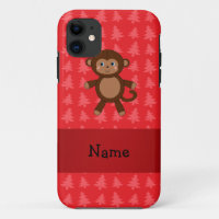 Personalised name monkey red christmas trees